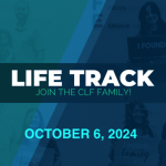 Life Track is written in white over a blue/ teal background.